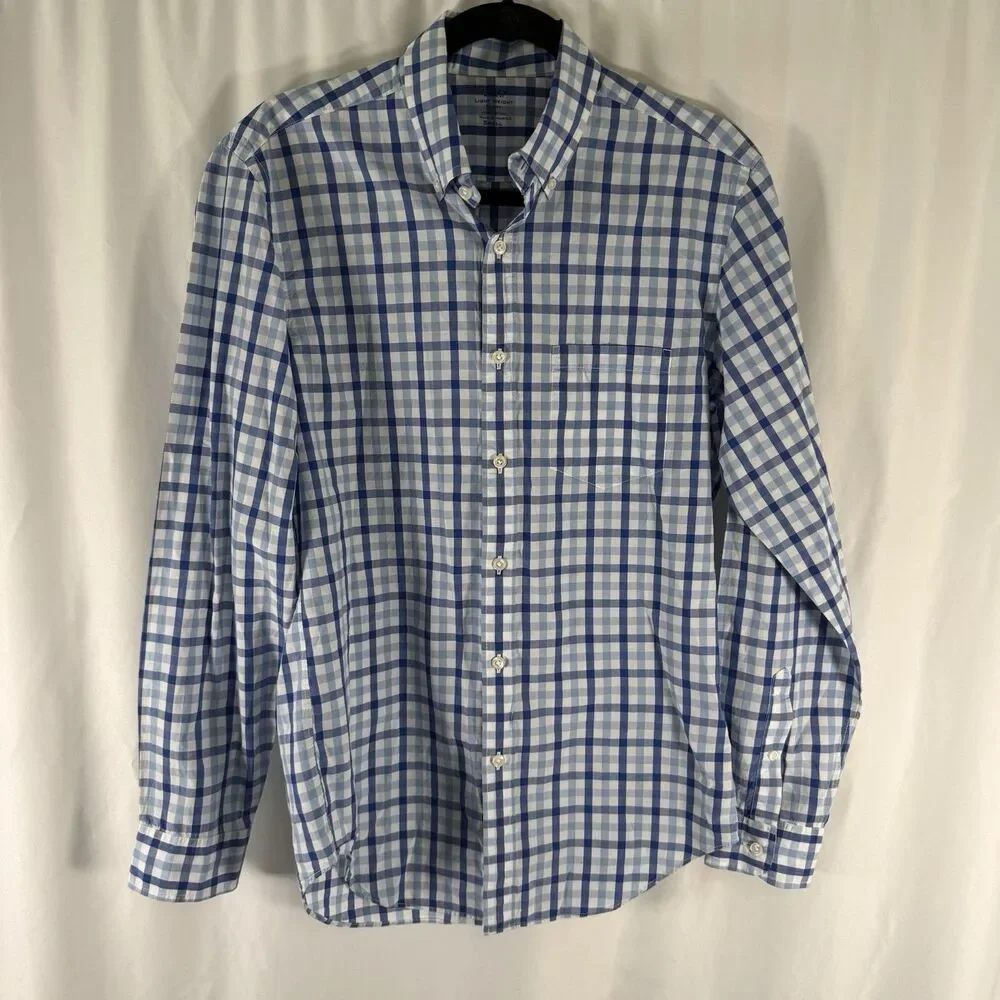 J. Crew Light Weight Shirt Men's Small Blue Plaid Long Sleeve Button Down Collar